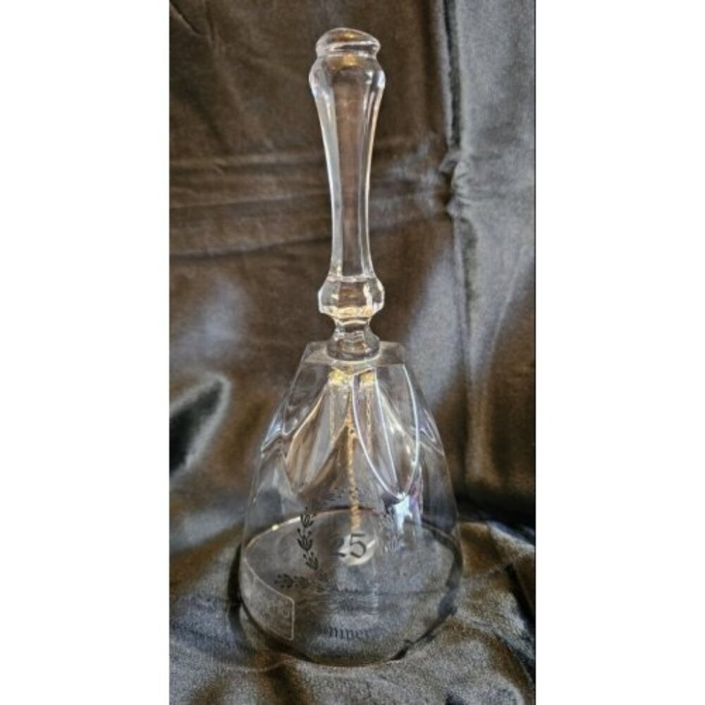 SCHMID from France 25th Anniversary Crystal Bell Silver Band Around Top